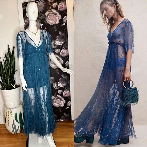 Free People Sascha Sequin Maxi Dress size 4 - Picture 1 of 8